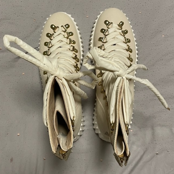 AGL DROMO leather biker boot off white women size EU 37.5 or US 7.5 - Picture 3 of 10